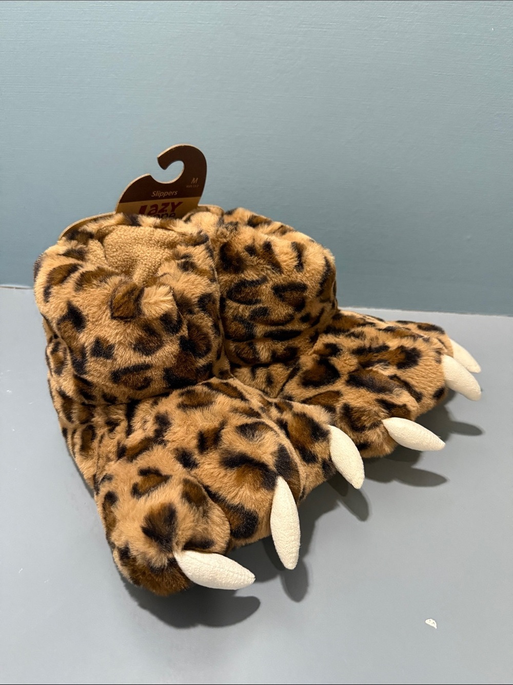 Lazy One Leopard Claw Plush Slippers - Brown & Black - Picture 3 of 5